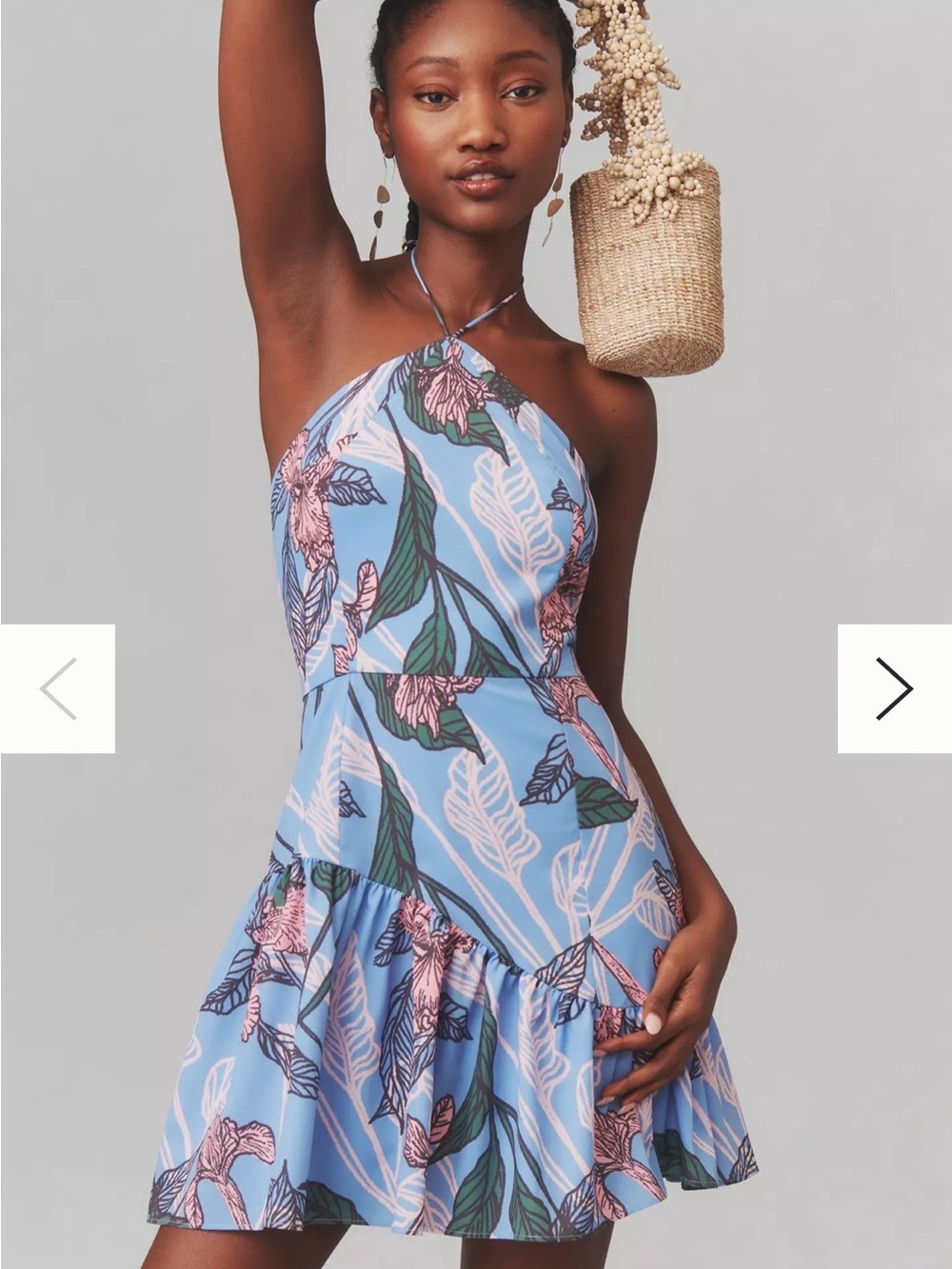 Hutch Blue Floral Halter Mini Dress Size Medium Like New - Picture 5 of 8